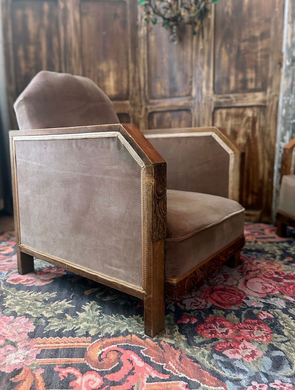Pair of Art Deco club armchairs, renovated