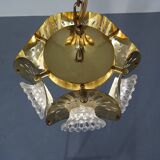 Italian brass and glass ceiling lamp, 1960s