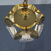 Italian Brass & Glass Ceiling Lamp, 1960s