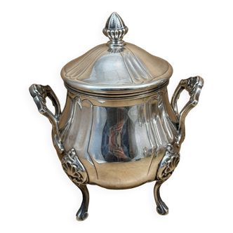 Silver metal sugar bowl