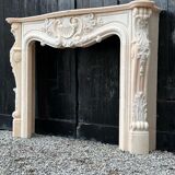 Louis XV style fireplace in pink marble circa 1980