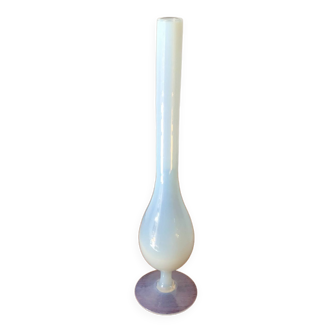 Slender white opaline vase from the 50s and 60s