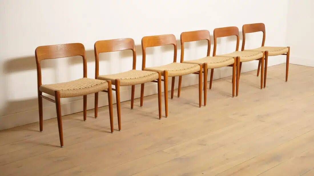 6 x vintage dining chairs | Niels Otto Møller | Model 75