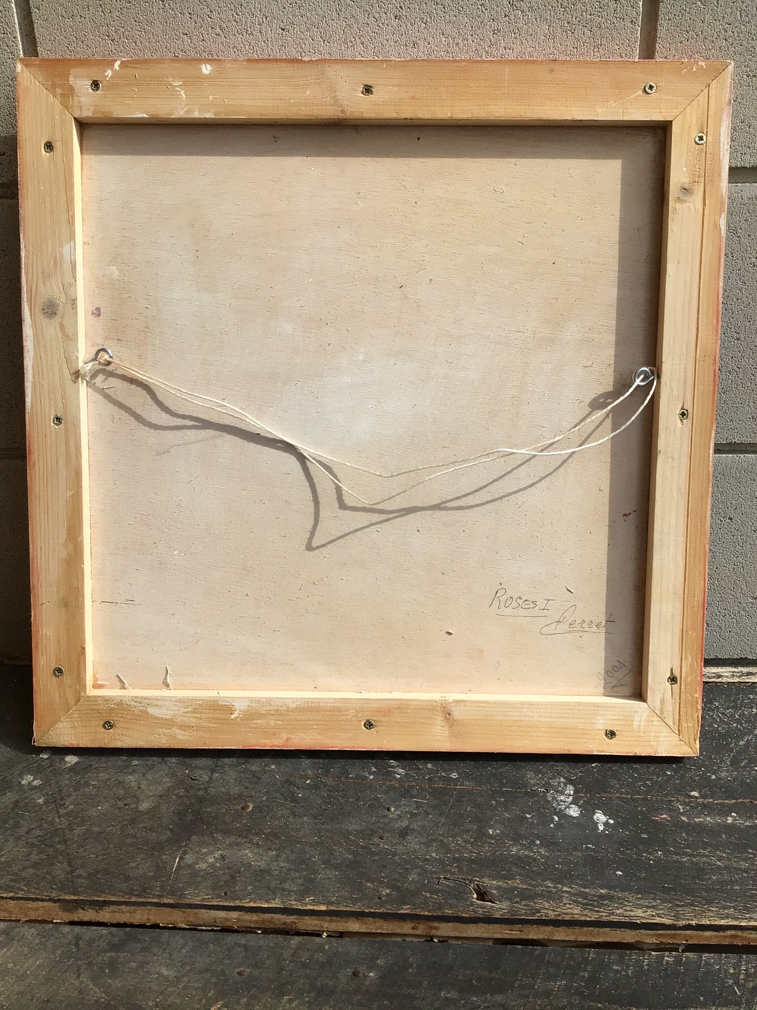 Table oil on wood roses signed Perret