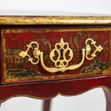 Louis XV style bureau plat with lake scene decoration. Circa 1800.