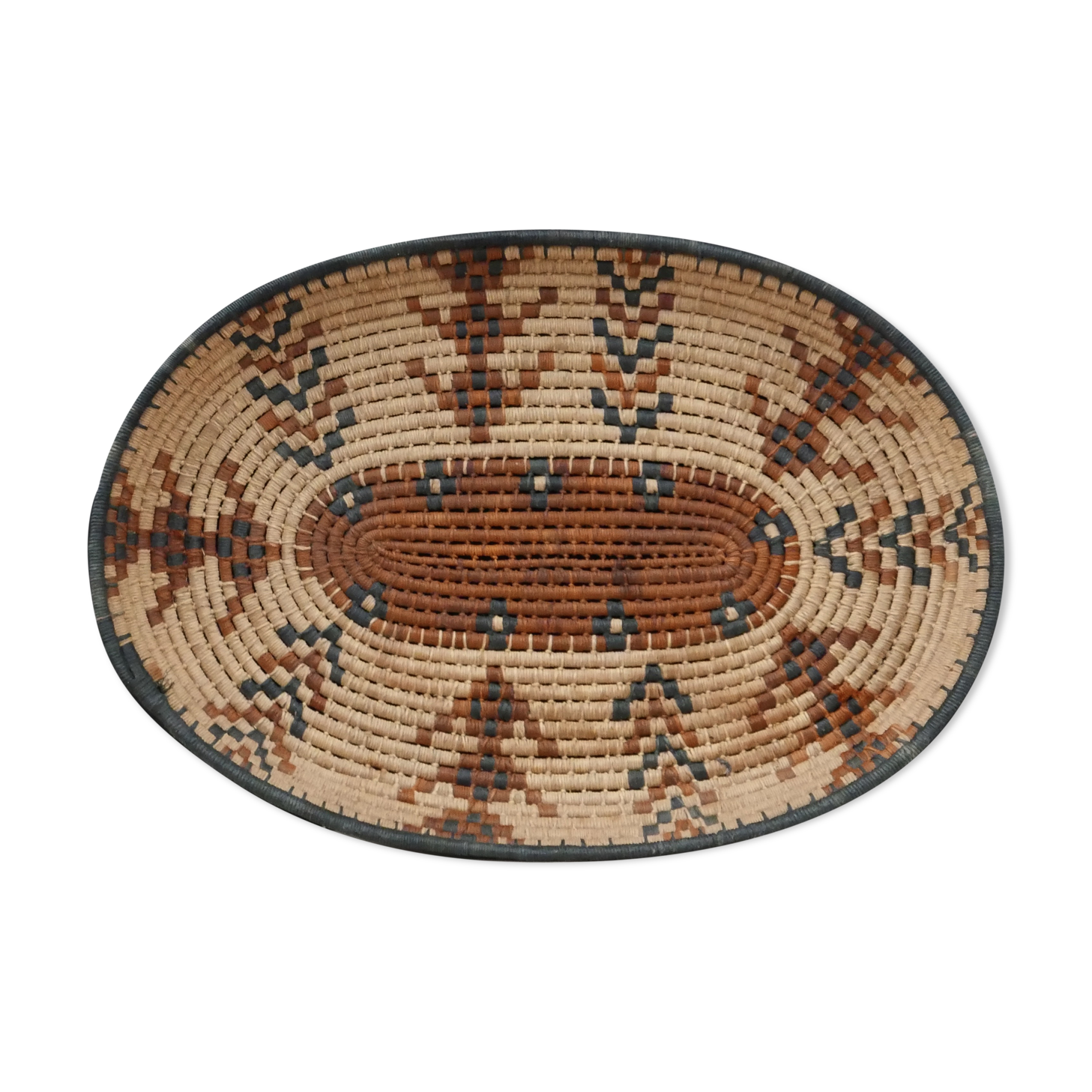 Braided ethnic oval basket