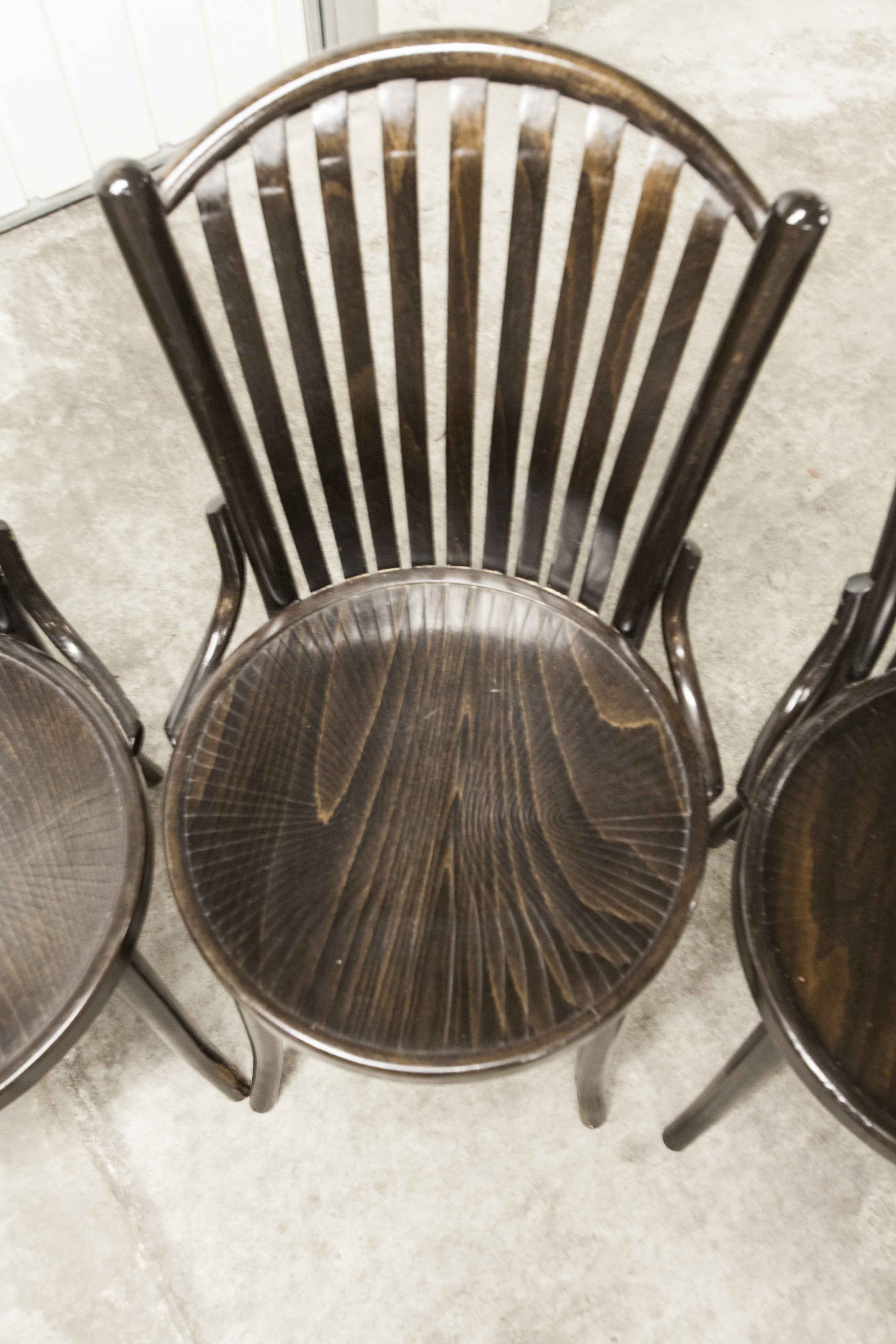 Set of 6 chairs Bistrot Baumann ref 22 curved wood