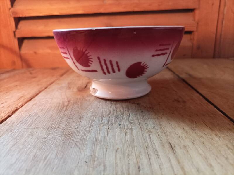 Digoin style ceramic bowl burgundy decor dpmc 0923234