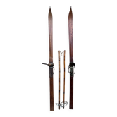 Pair of wooden skis