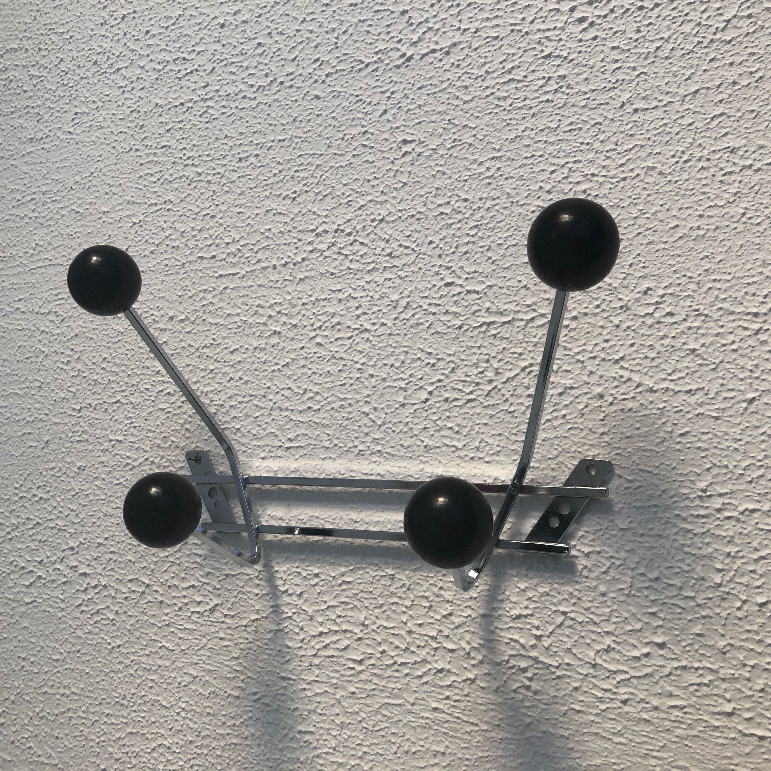 Steel coat rack 4 vintage pads 1960 - 30x18cm