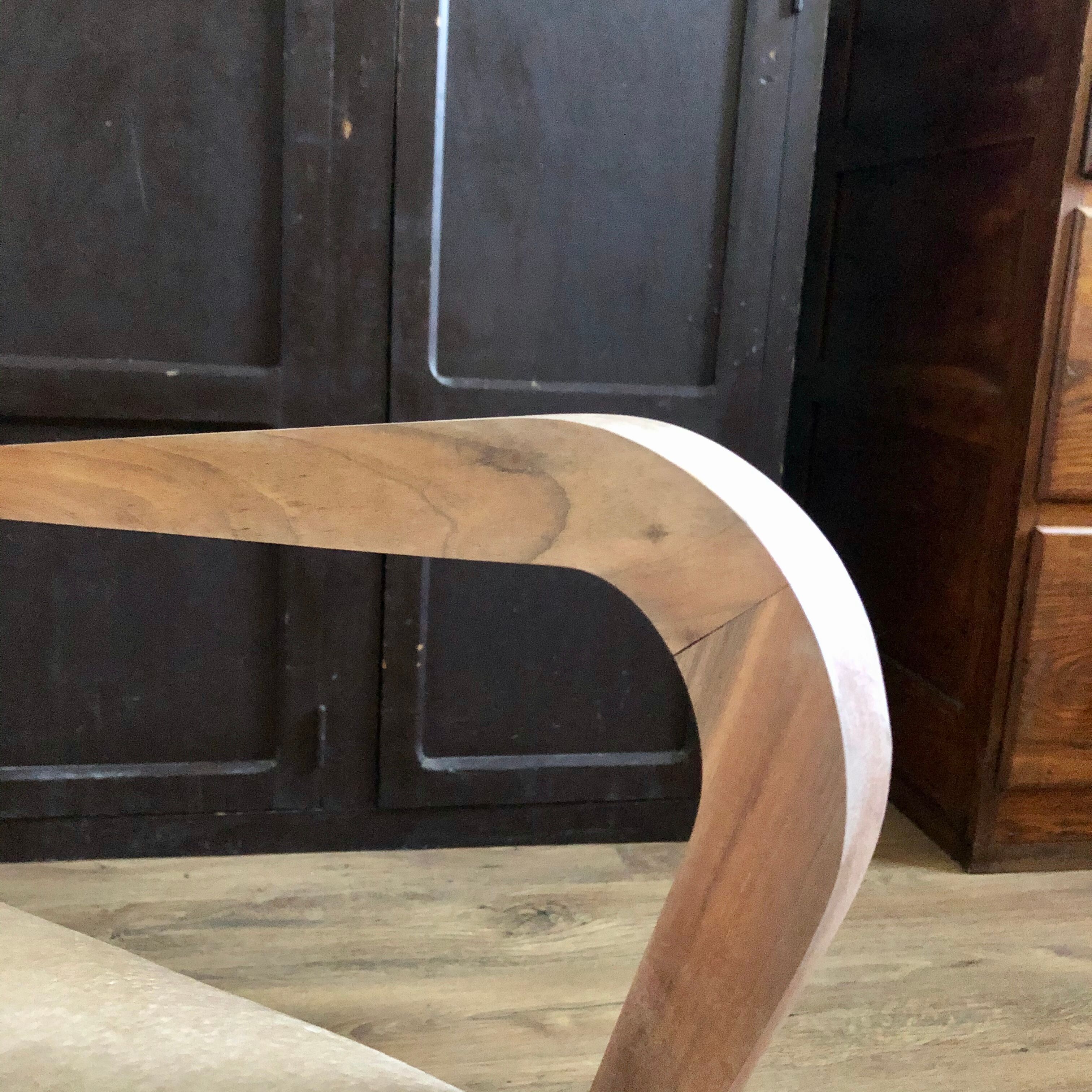 Velvet and wood armchair