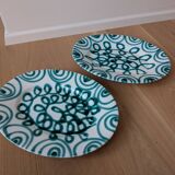 Vintage Gmundner Keramik Serving Oval Plate / Austria / Green Flamed / 2