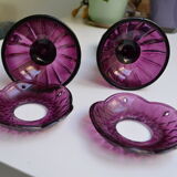 Pair of purple glass candlesticks