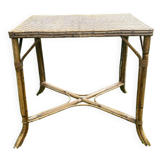 Antique rattan garden table