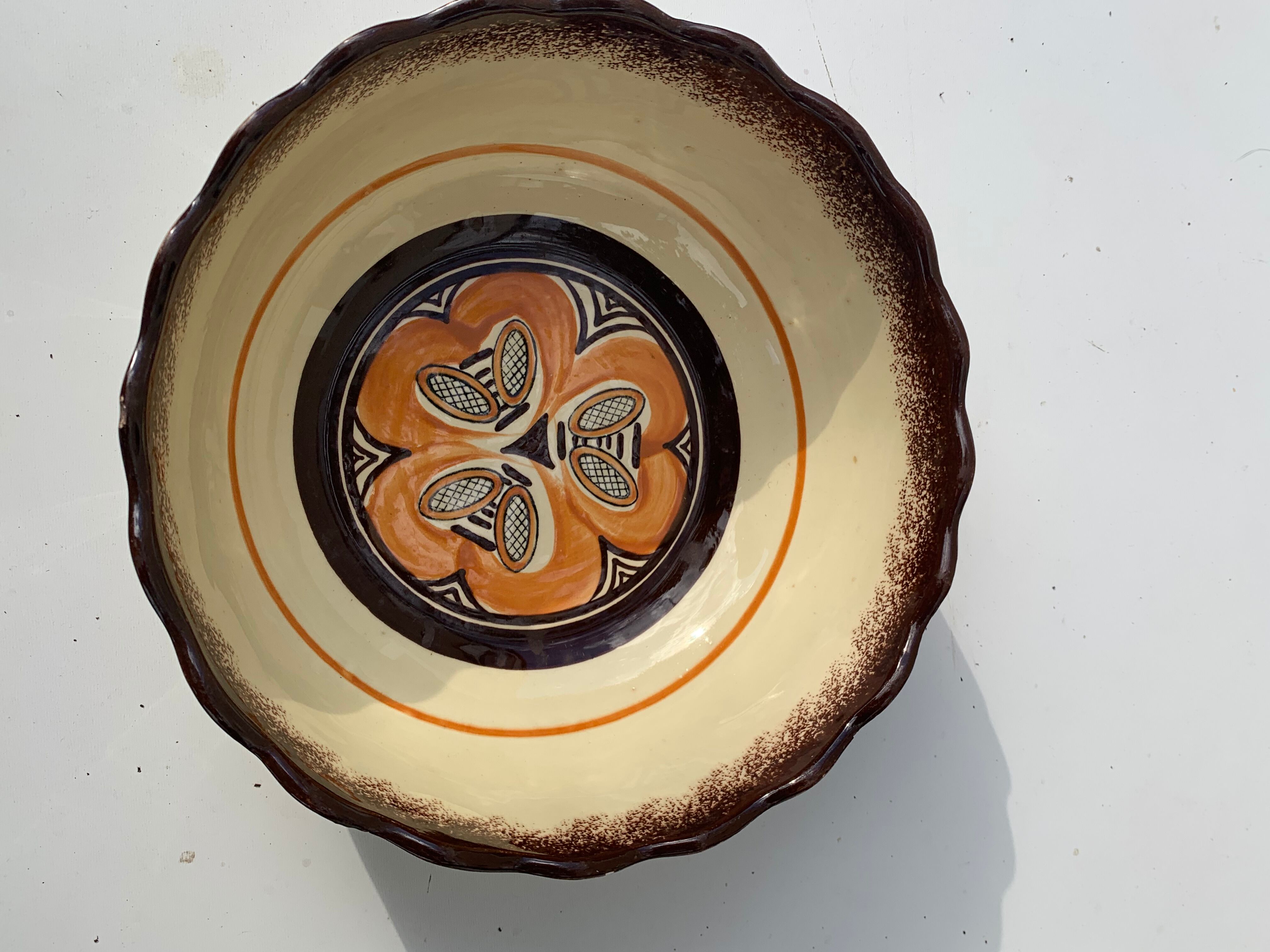 4 nesting salad bowls in enameled ceramic mbfa pont l abbé decorated vintage hand