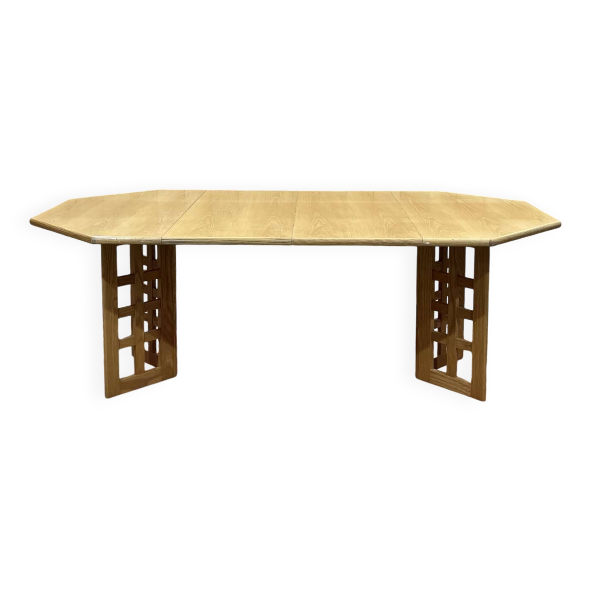 Table de salle à manger anglaise en chêne des années 1970 avec 2 allonges
