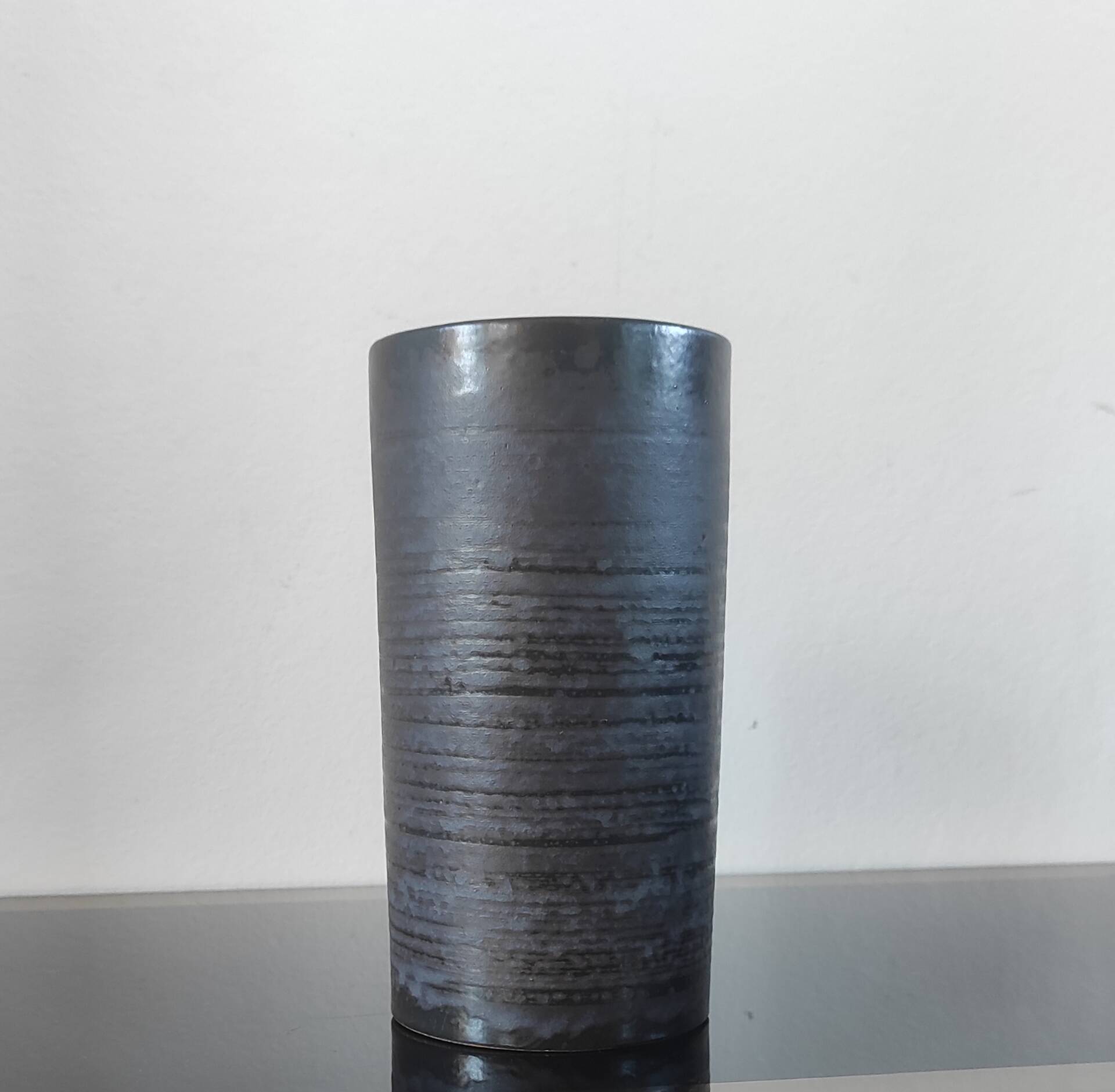 Vintage ceramic cylindrical vase