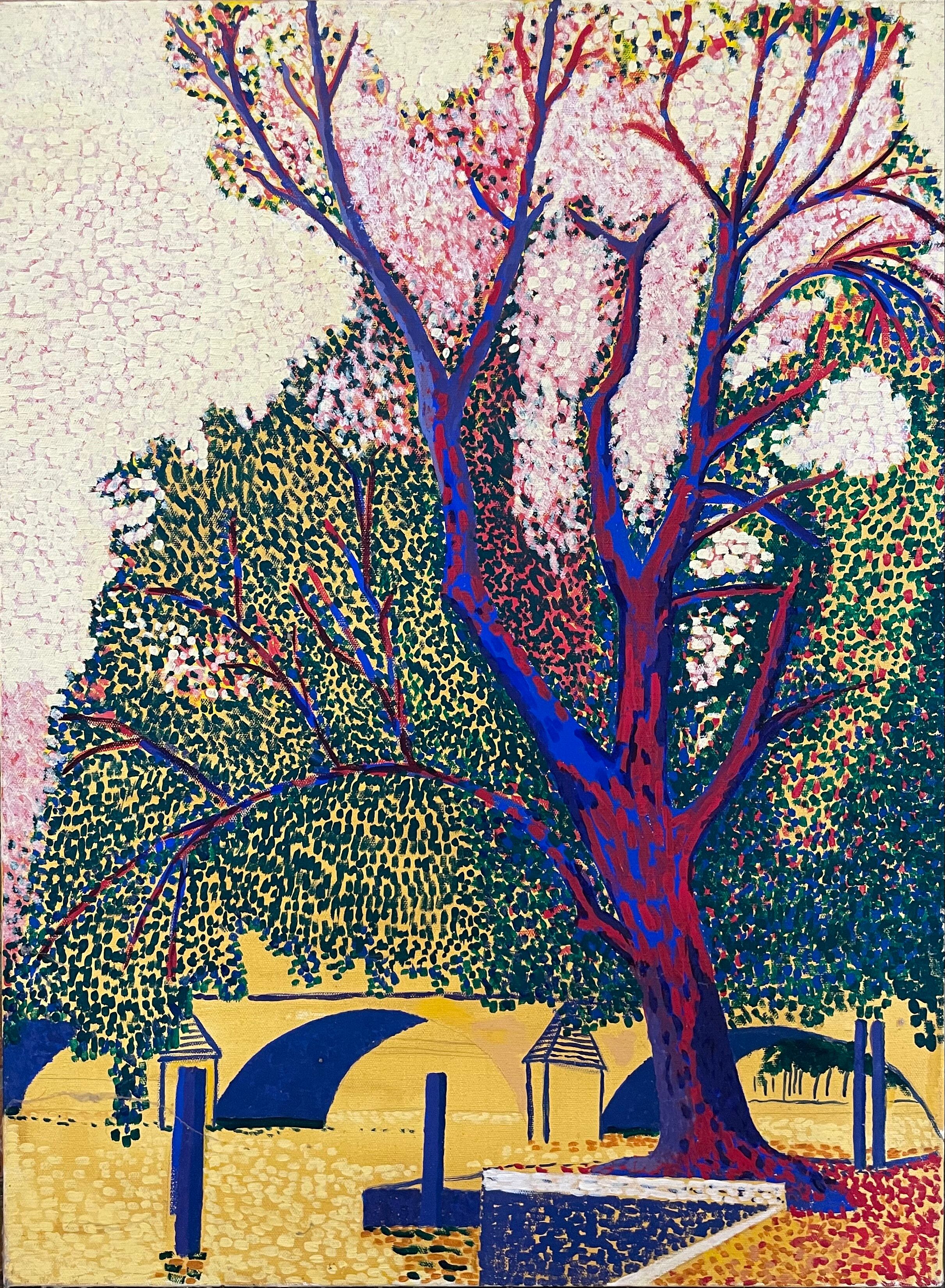 Table painting pointillism Quai de Seine Paris pont XXe