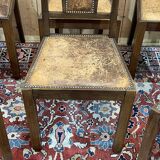 Series of 6 Art Deco chairs in mahogany and leather from the 1930s