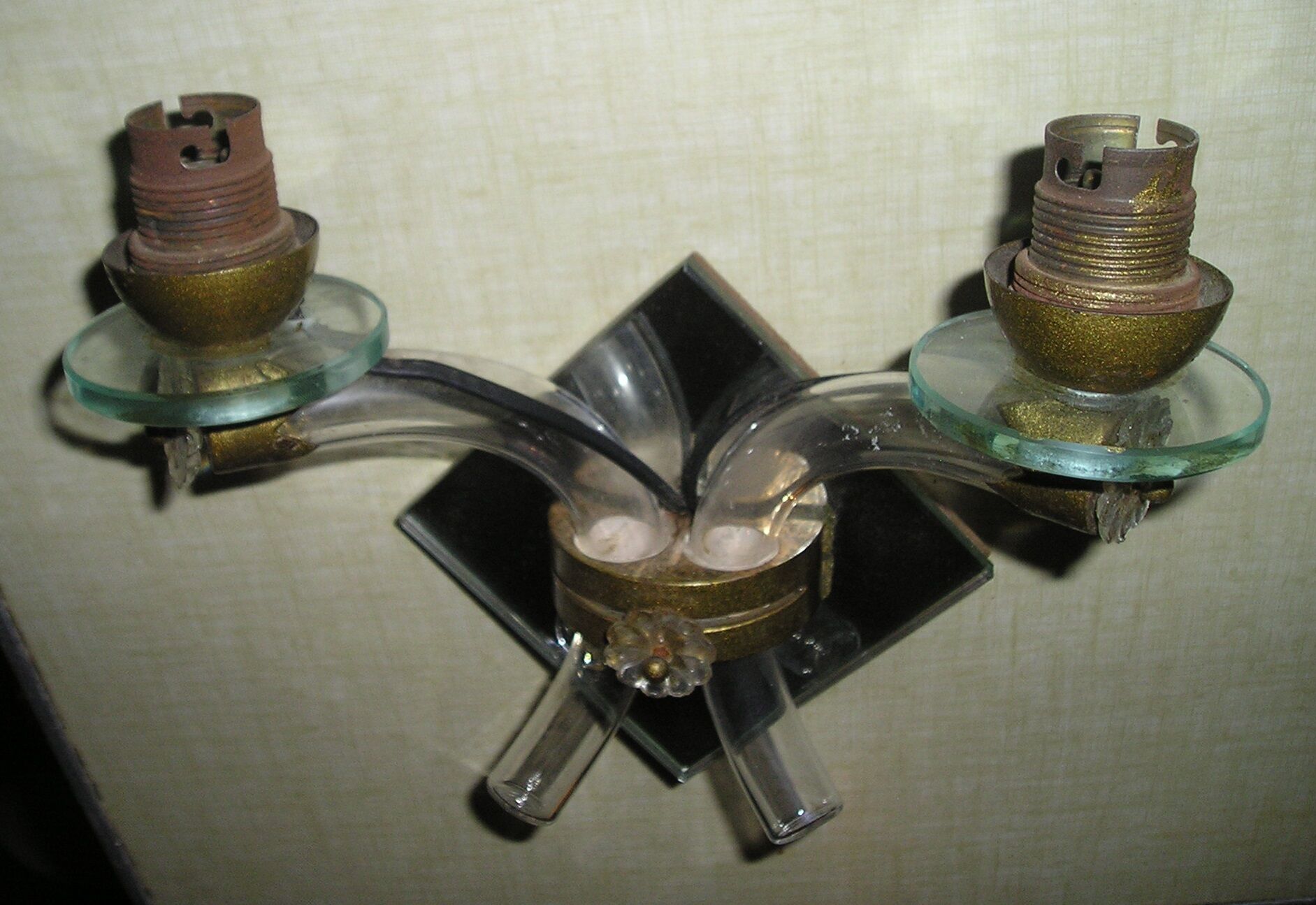 Pair of 1960/70 wall lights with 2 arms in murano glass