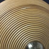 Pencil Reed Rattan Bamboo and Brass Mushroom Table Lamp, Italy, 1970s