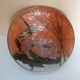Enamelled brass compote with dragonfly decoration.