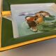 Hermès ashtray signed Rybal in fine Limoges porcelain decorated with mandarin ducks