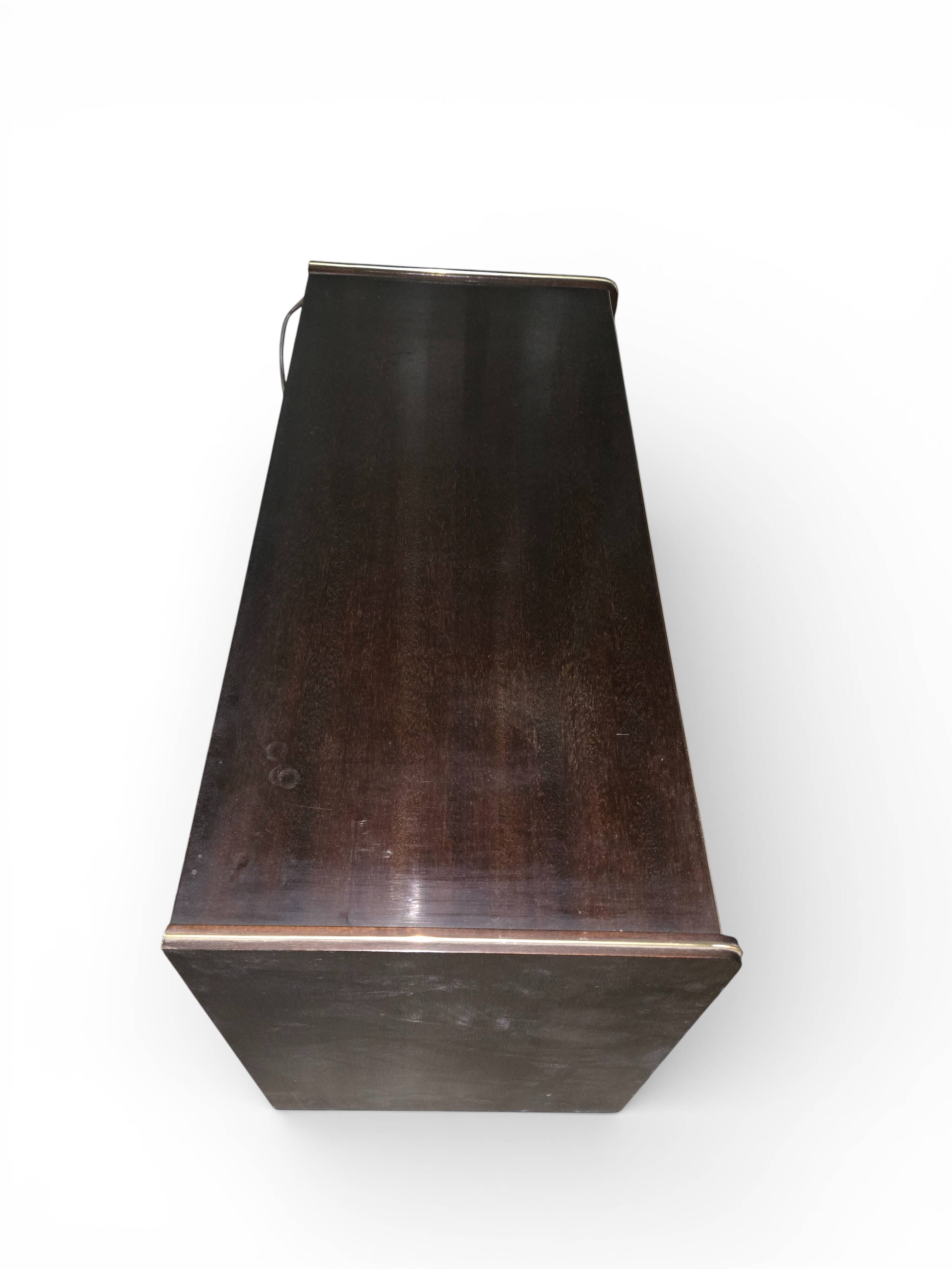 1950s/60s bar cabinet, upholstered interior & lighting