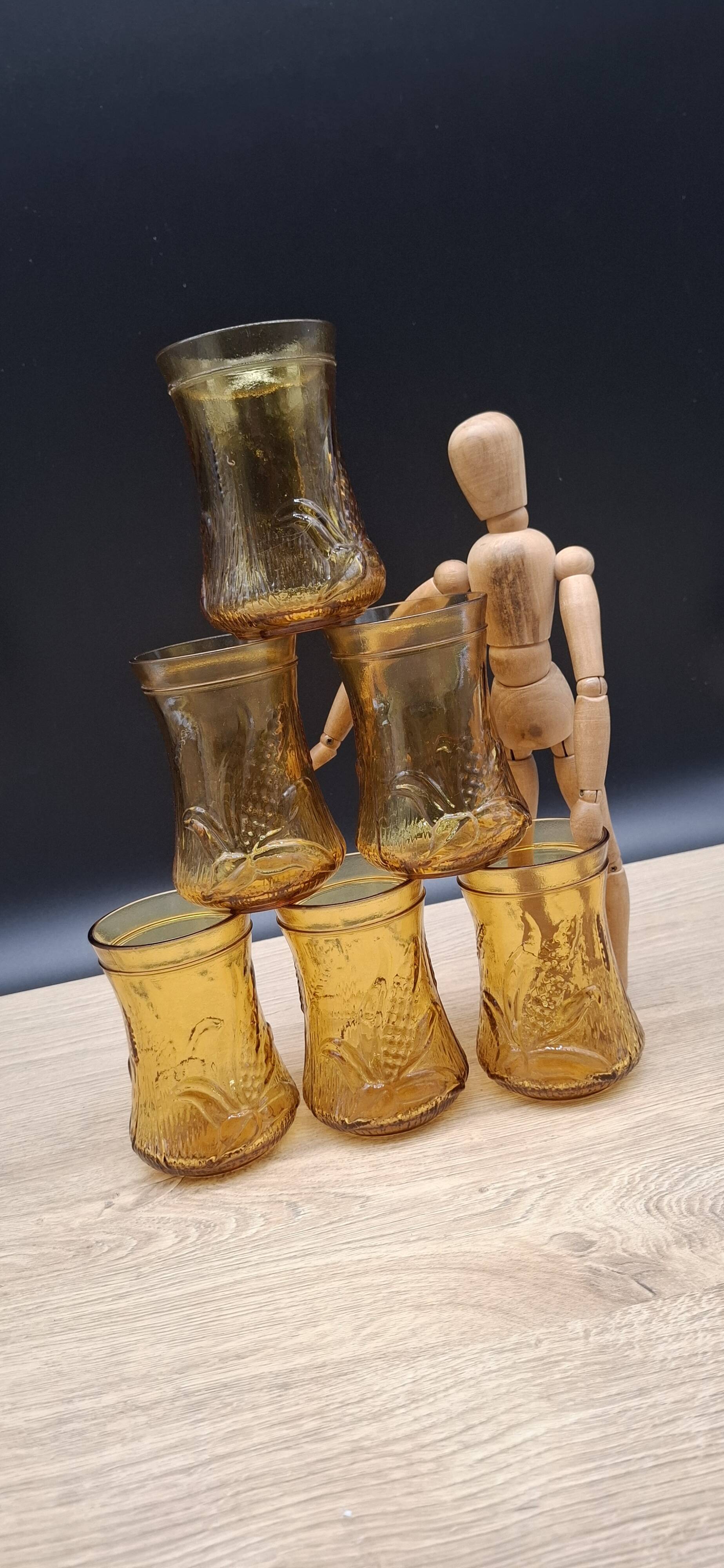 Set of 6 Italian ochre glasses