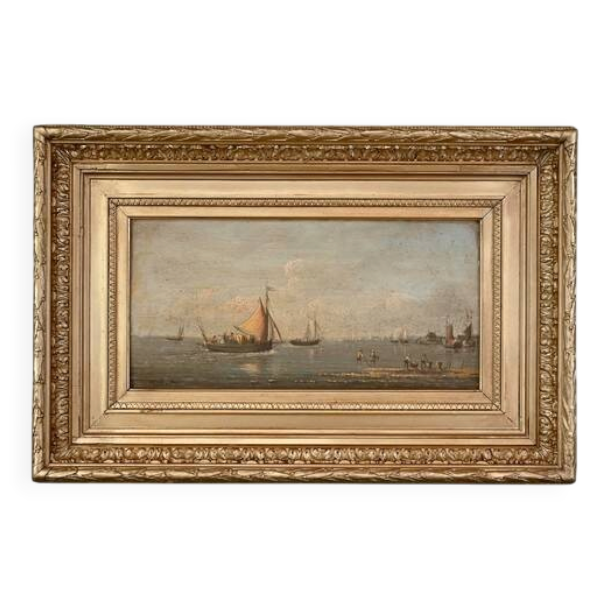 Tableau "Return to Port", oil on panel, signed Gilbert – Late 19th century