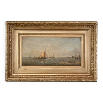 Tableau "Return to Port", oil on panel, signed Gilbert – Late 19th century