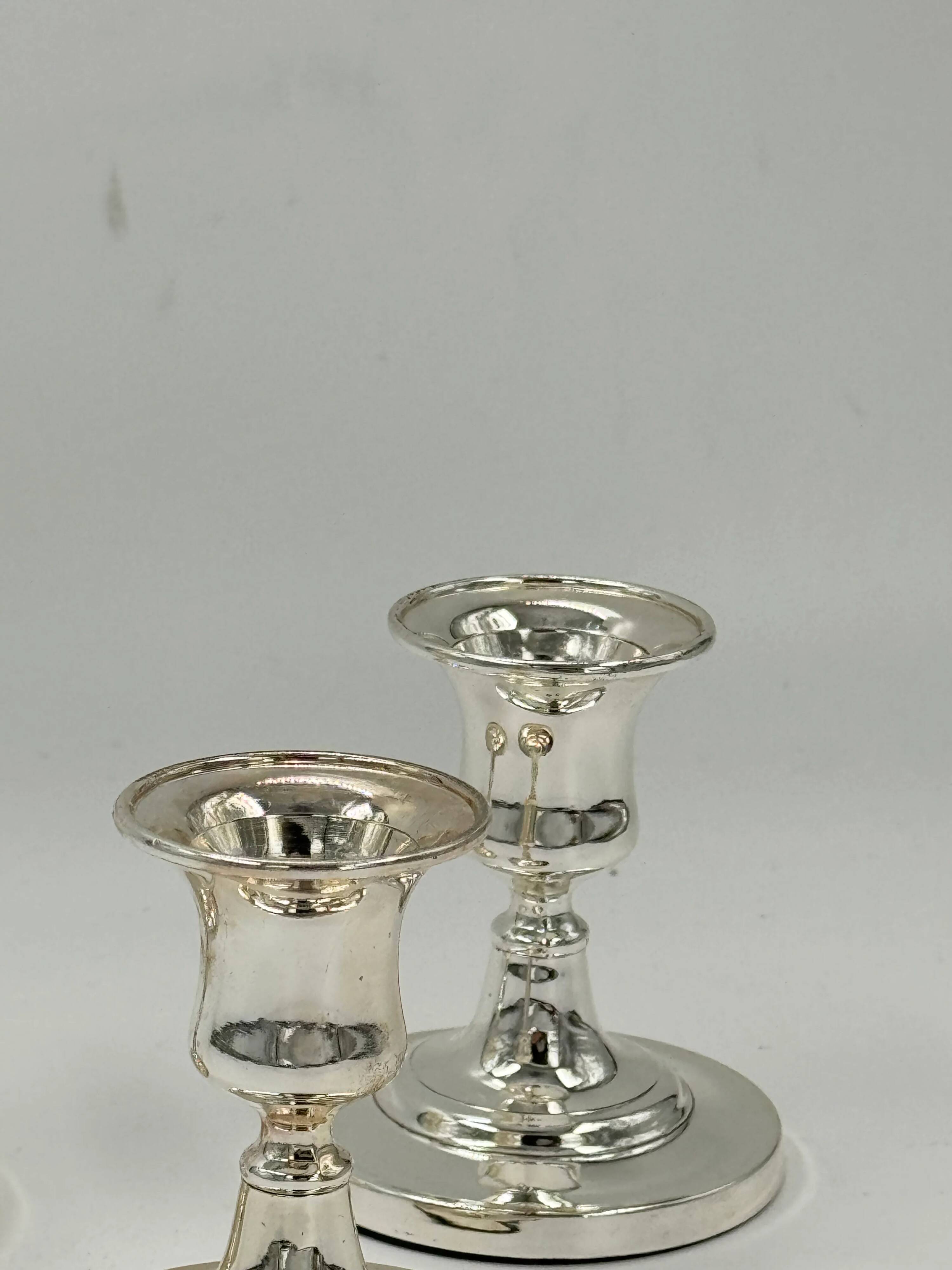 Set of 3 vintage silver-plated candle holders
