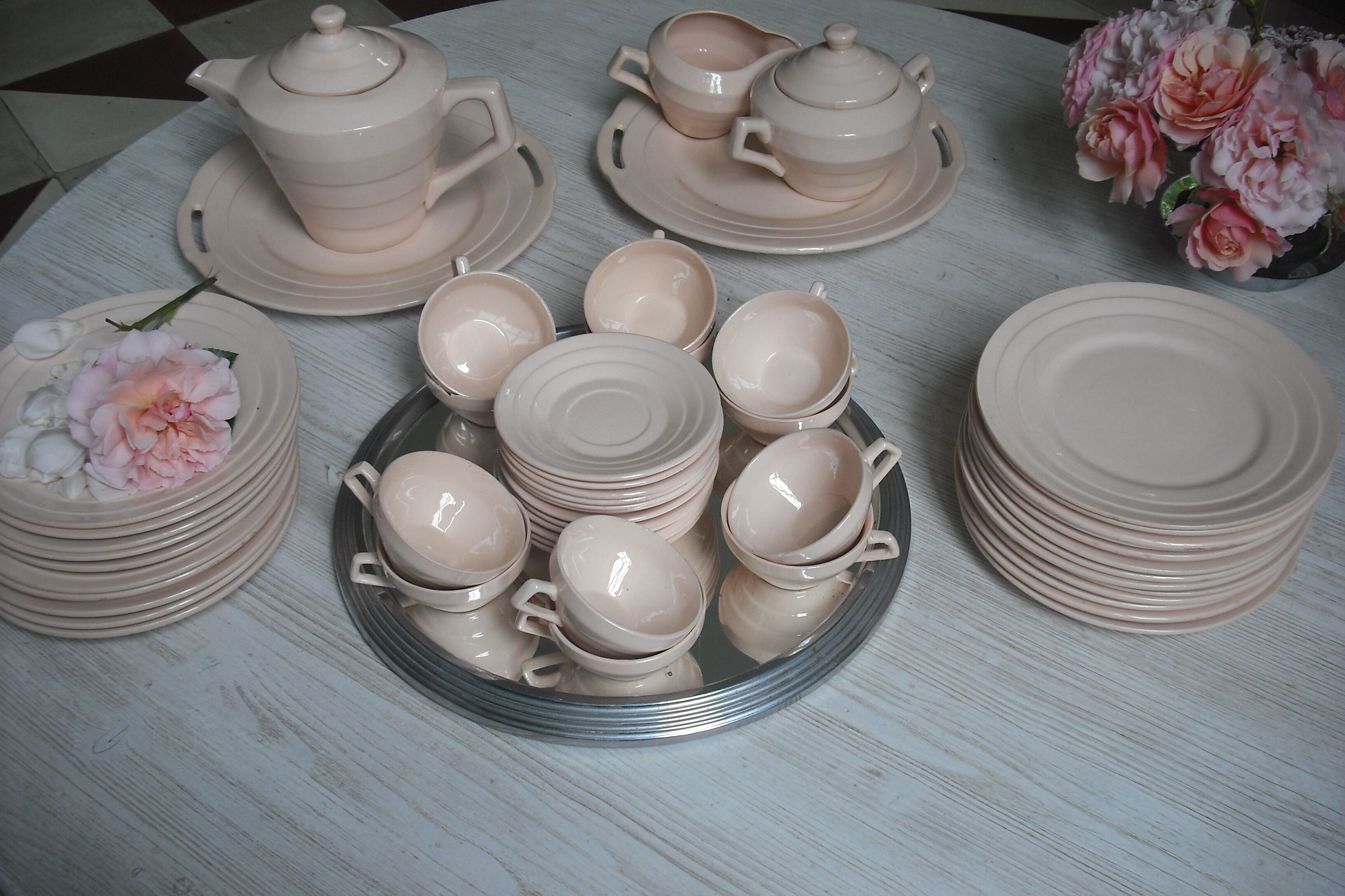 Coffee service powder pink 52 parts 1930