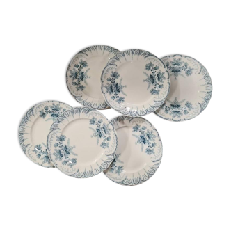 Old X6 dessert plates in "Regency" model iron earth from the French manufacturer of Sai