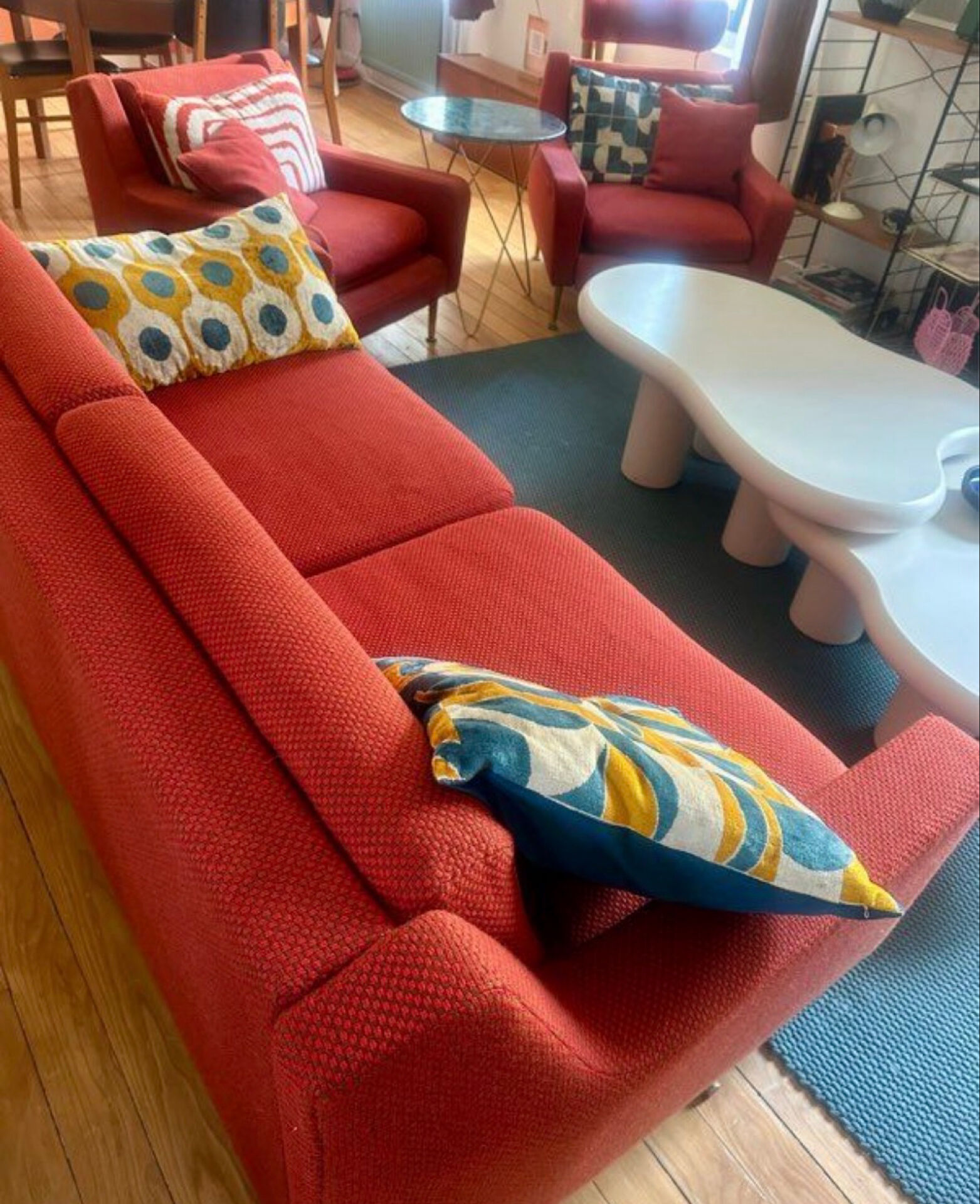 Vintage sofa set airborne & 2 armchairs & a footrest