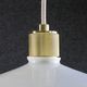 Opaline pendant light in white glass with transparent pleated edges - contemporary metal socket