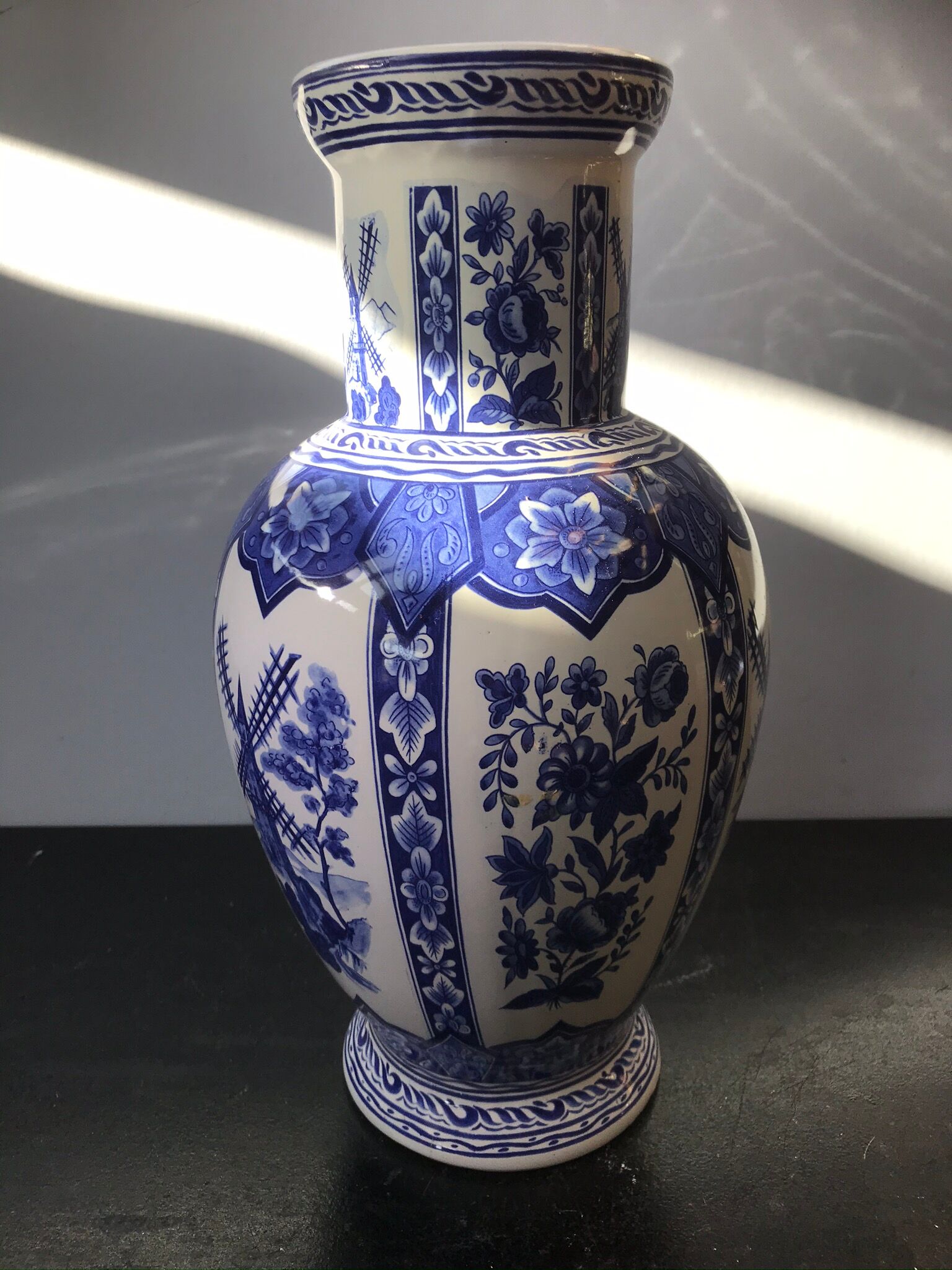 Former vase Delft ceramics white decor blue vintage mill