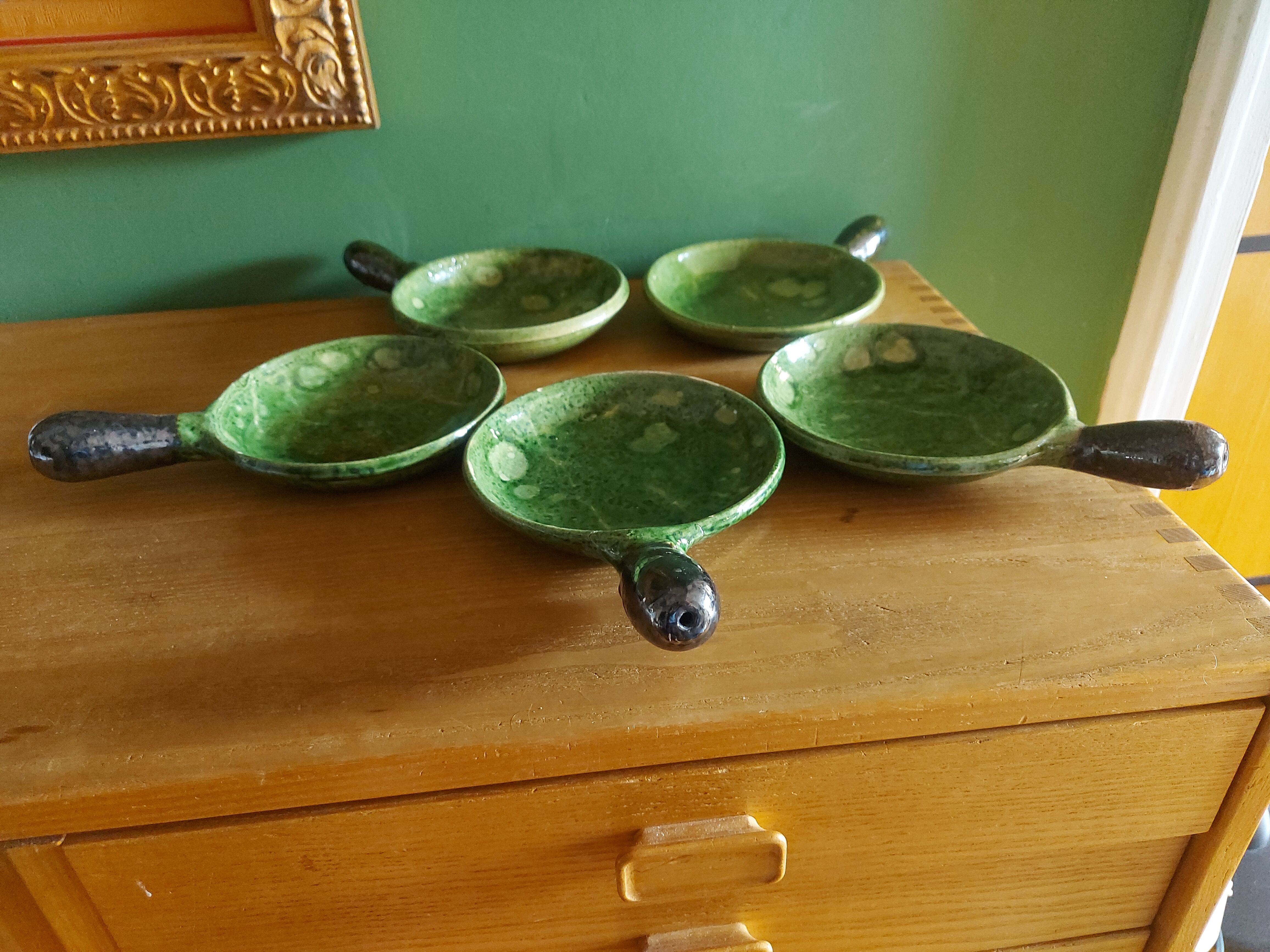 5 cups, Vallauris ceramic pans