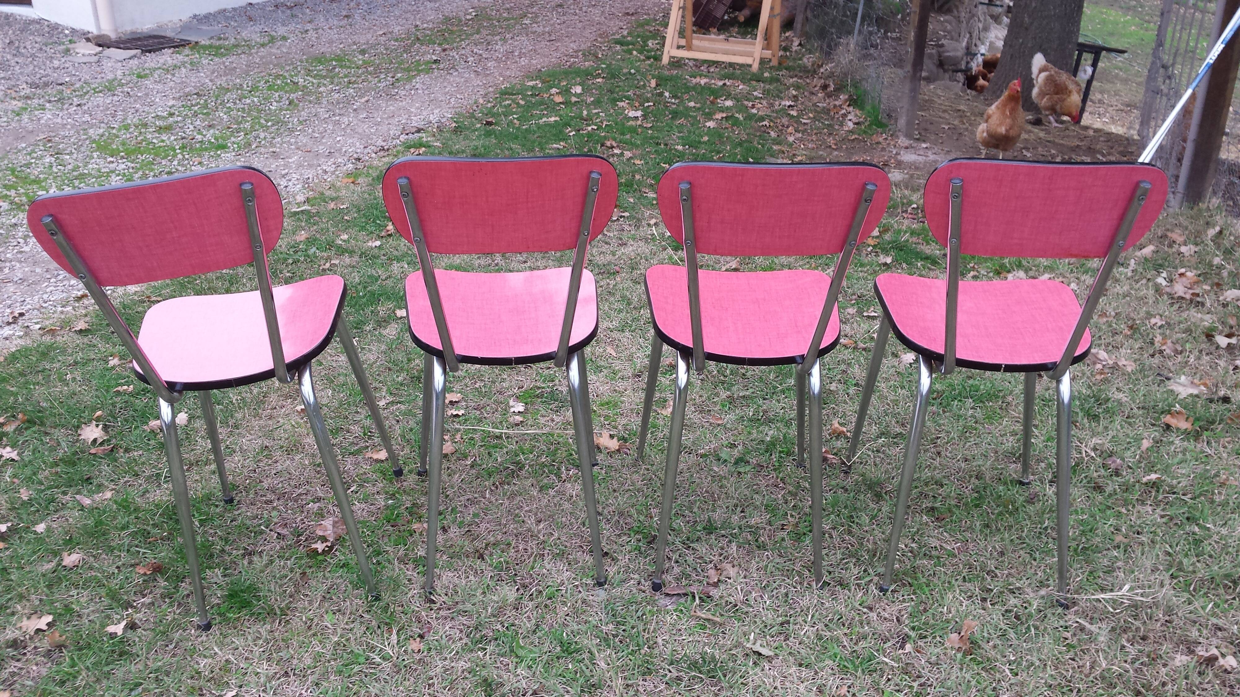 Set of 4 chairs in red formica