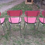 Set of 4 chairs in red formica