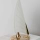 Vintage Murano glass table lamp – leaf-shaped shade with a gold metal base – Italy 1980s