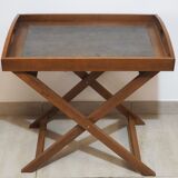 Large wooden tray on folding stand