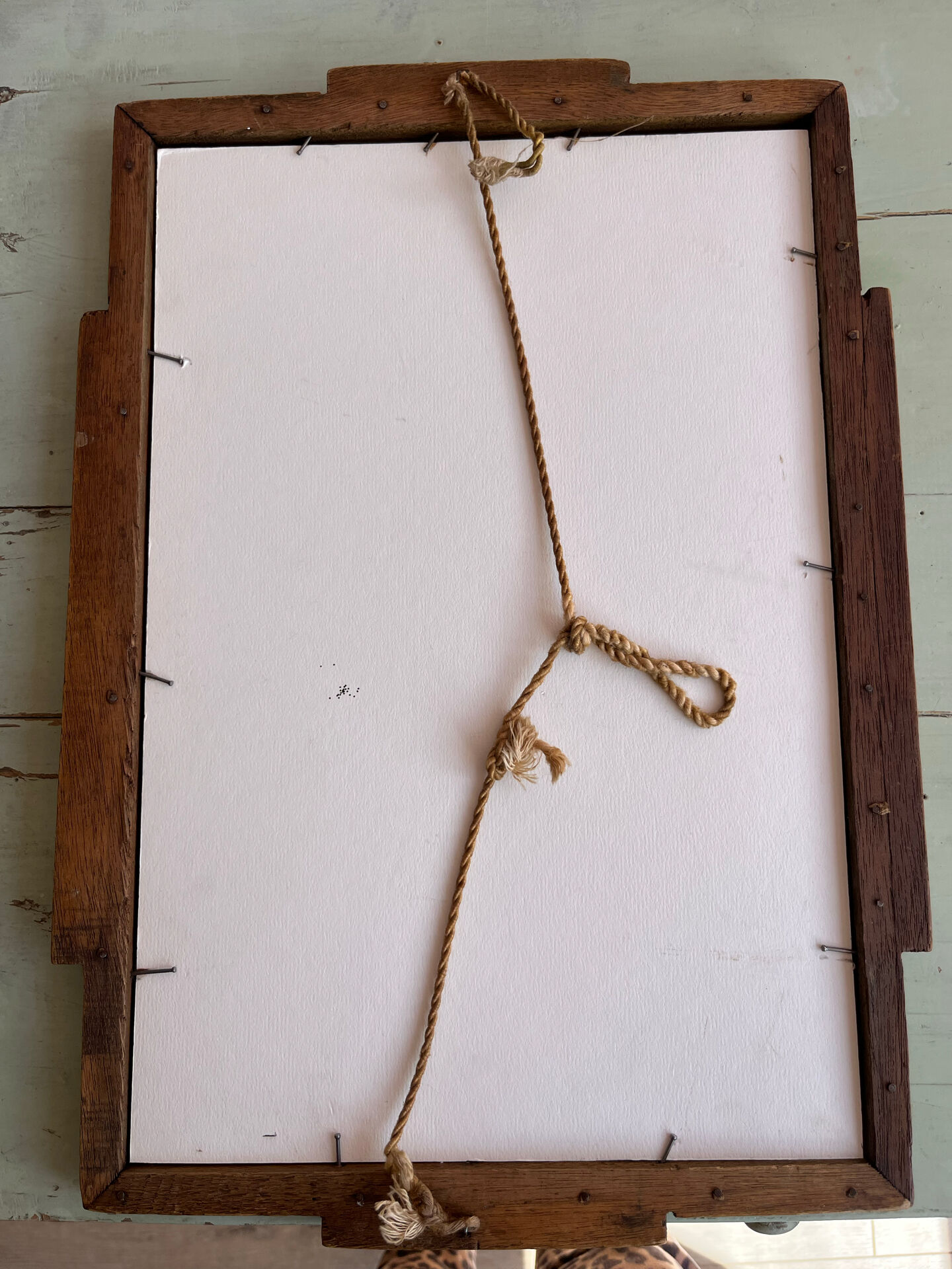 Rare striped Art Deco antique wooden mirror