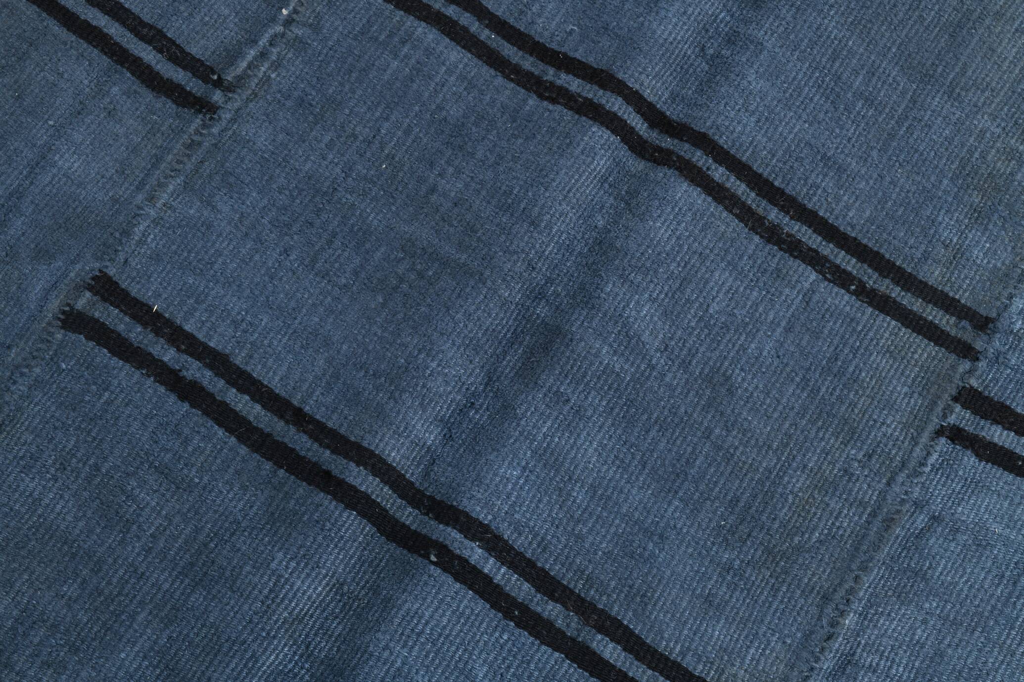 Blue & Black Striped Kilim Rug, 163x237Cm