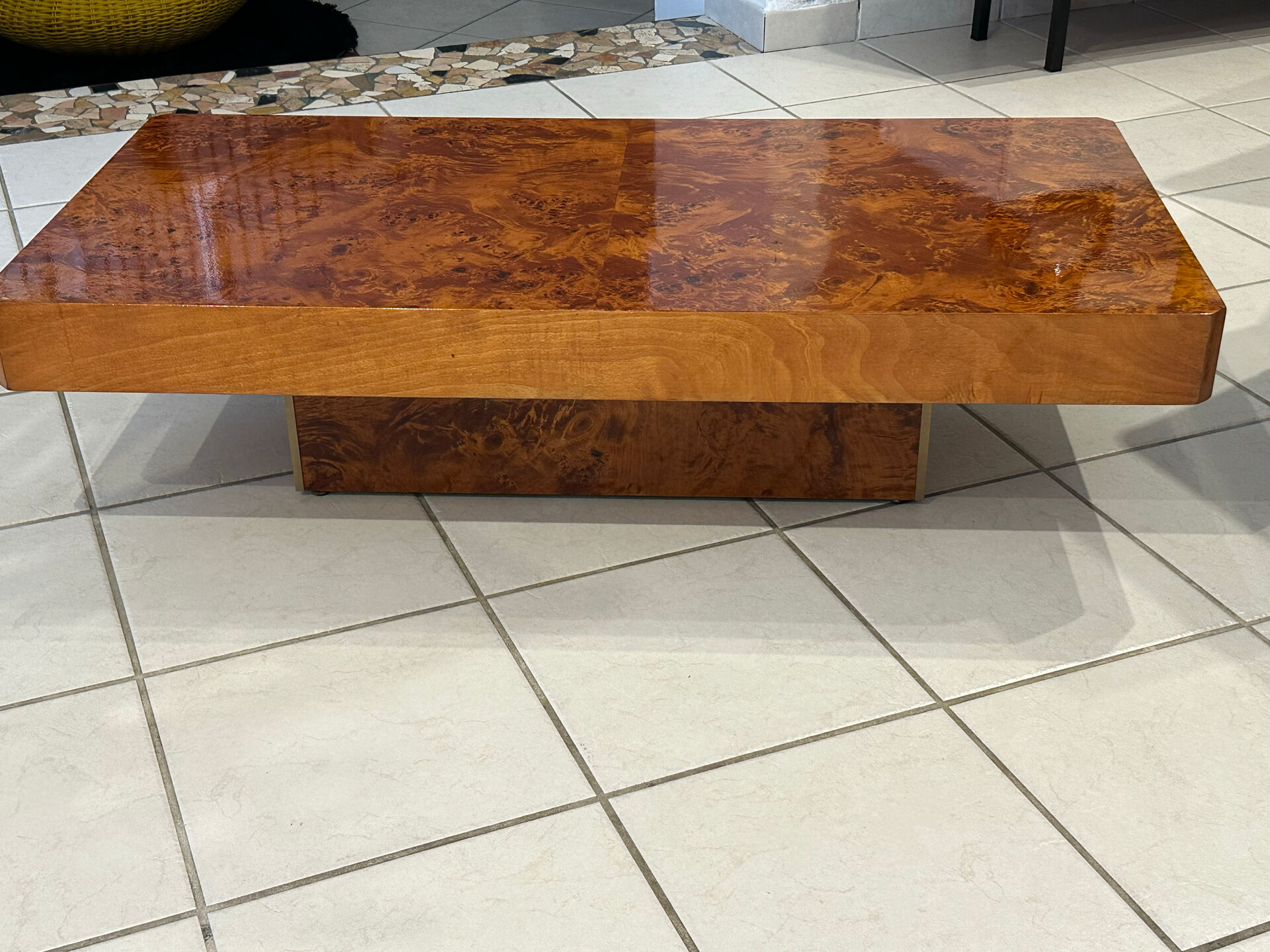 Vintage 1970s Elm Burl Coffee Table
