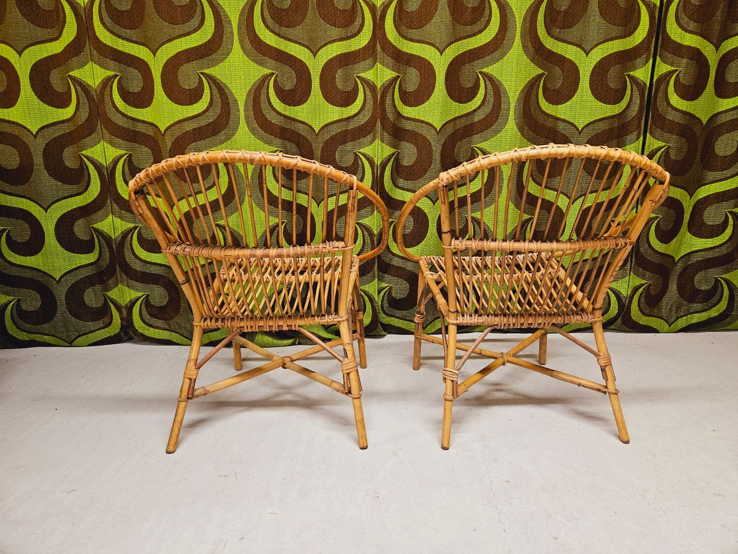 Garden lounge set in vintage bamboo rattan 1960