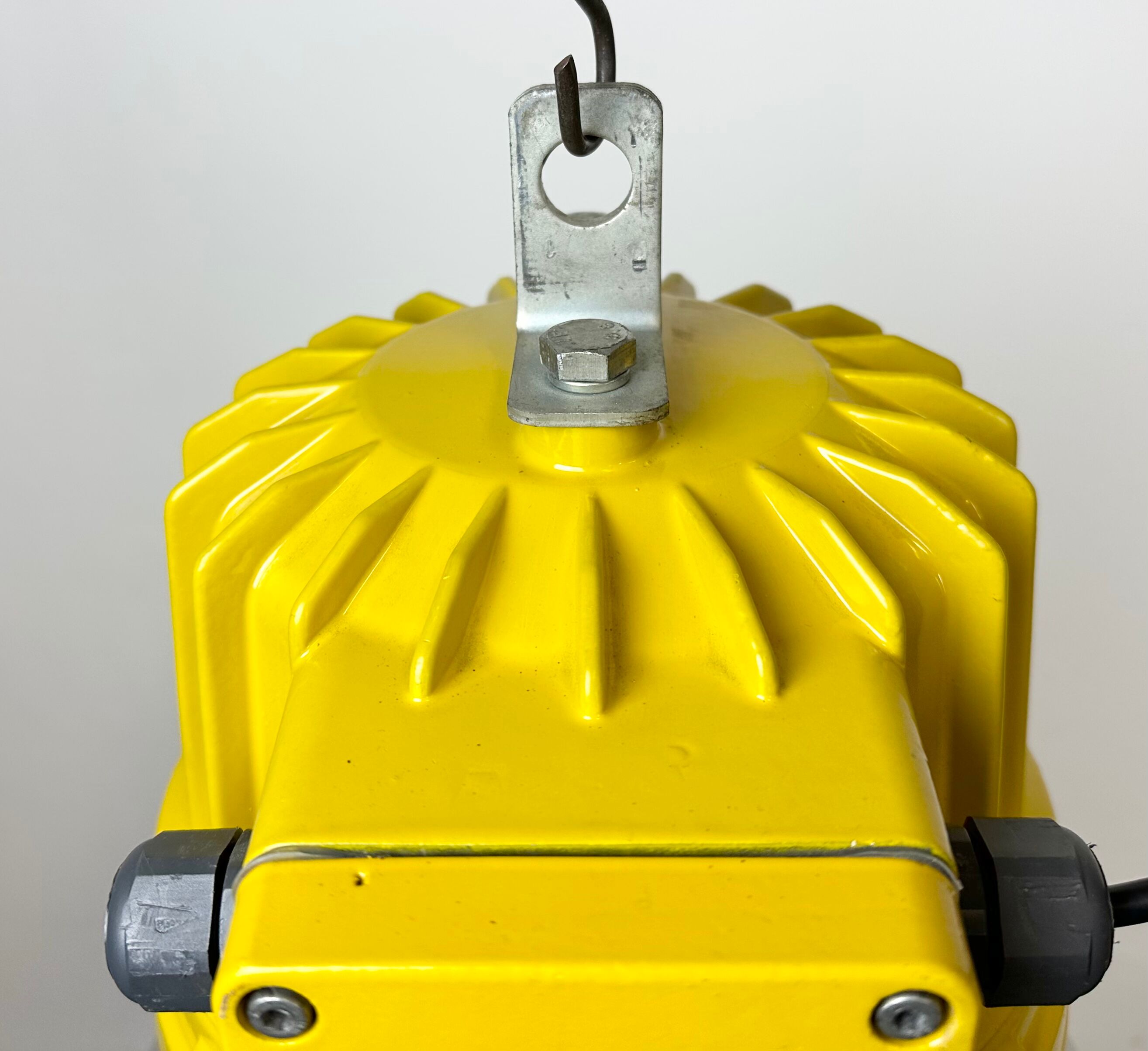 Yellow industrial explosion proof lamp with aluminium shade, 1990s
