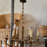 Lustre en bronze doré style Louis XVI - 6 lumières