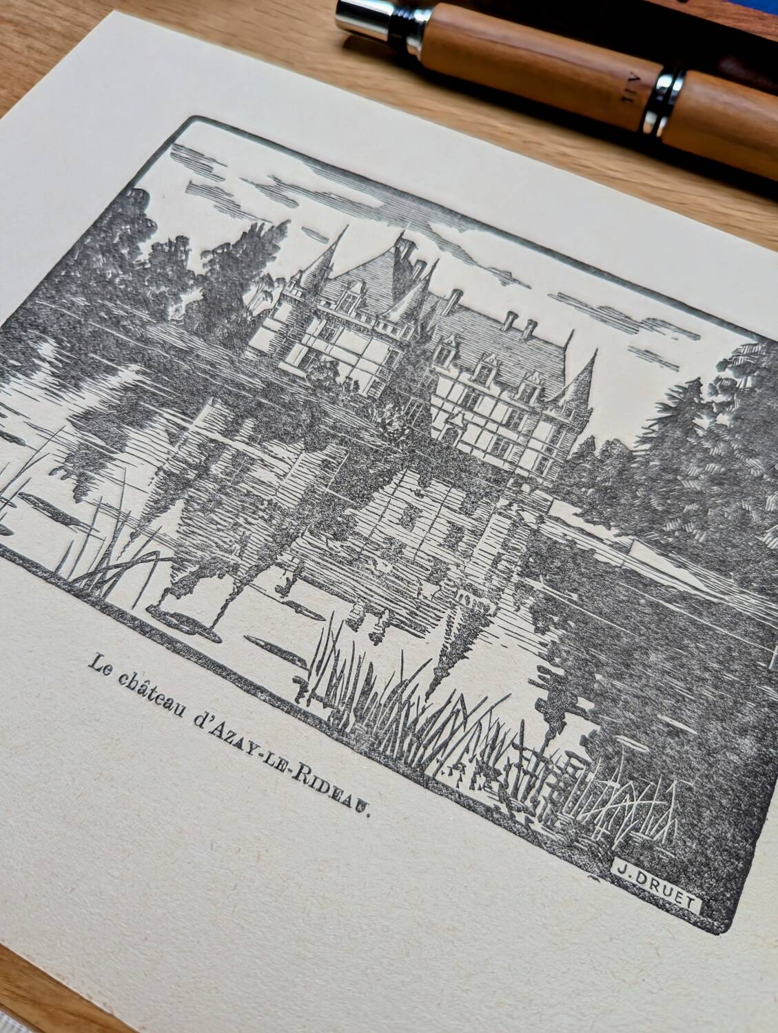 Printed in 1933, the castle of Azay-Le-Rideau, Indre-et-Loire.