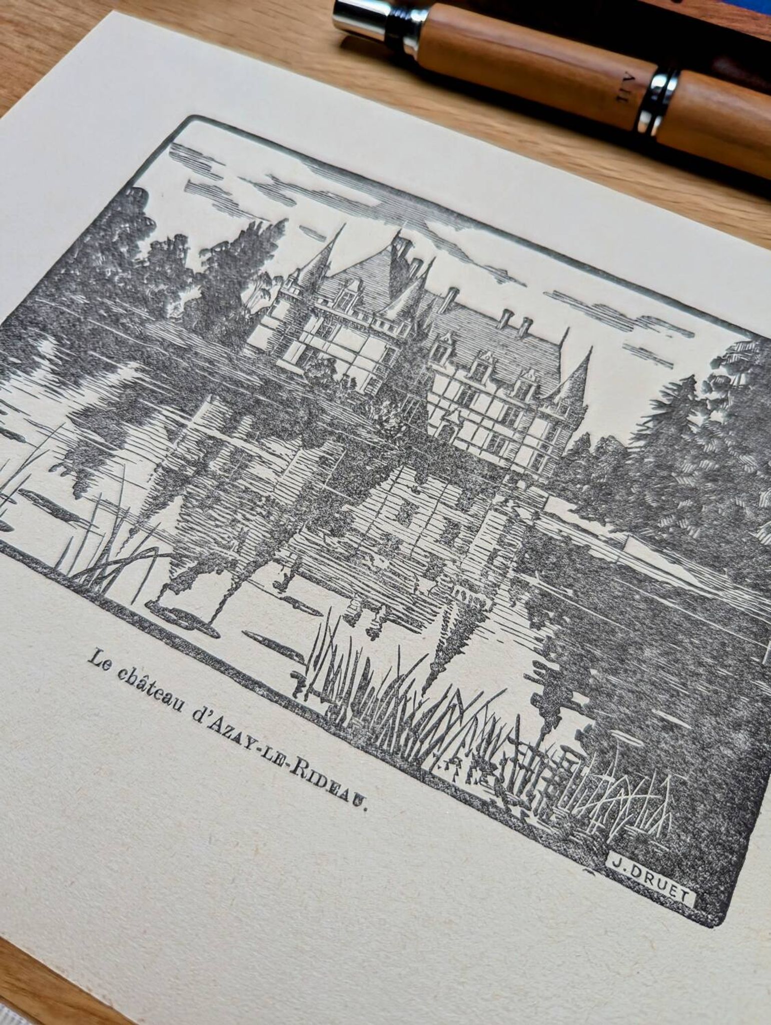 Printed in 1933, the castle of Azay-Le-Rideau, Indre-et-Loire.